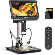 Elikliv EM4K 8" 52MP 4K HDMI Digital Microscope, 3840P UHD Video Microscope with 10" Stand for Coin Jewelry Electronics Soldering Repair