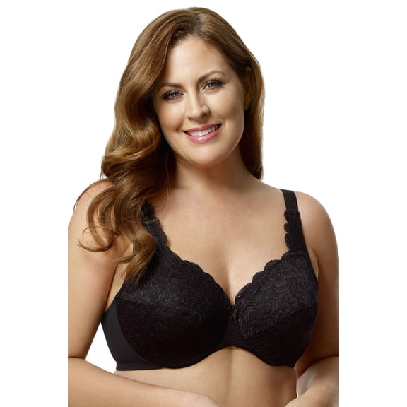 Elila BLACK Stretch Lace Underwire Bra, US 46D, UK 46D