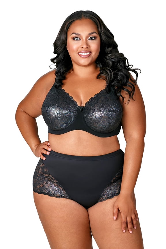 Women’s Plus Size Lacey Curves Underwire Bra, Full Coverage Support, Style 2311 Mermaid Print