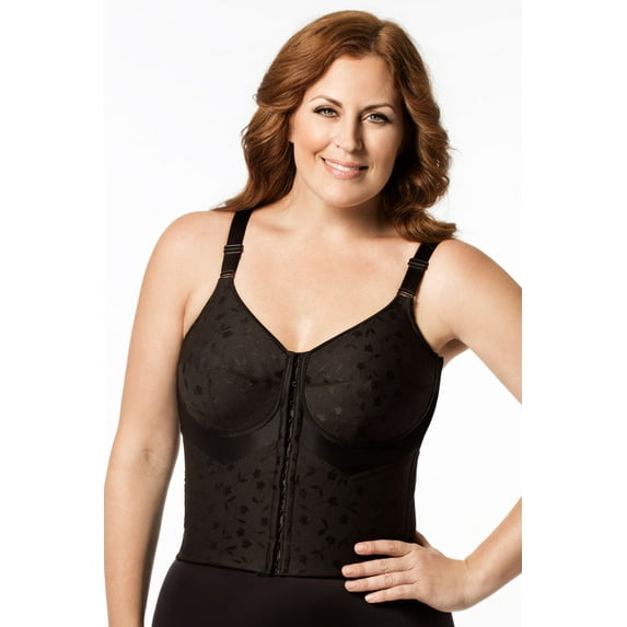 Elila Jacquard Posture Group Front Hook Longline Bra 5415