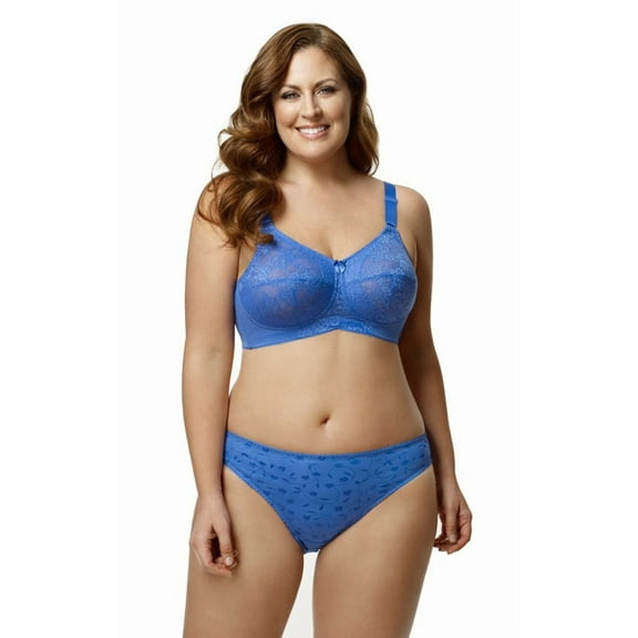 Elila Women’s Plus Size Make It Lace & Microfiber Brief, Medium Coverage, Style 3503 Cobalt Blue