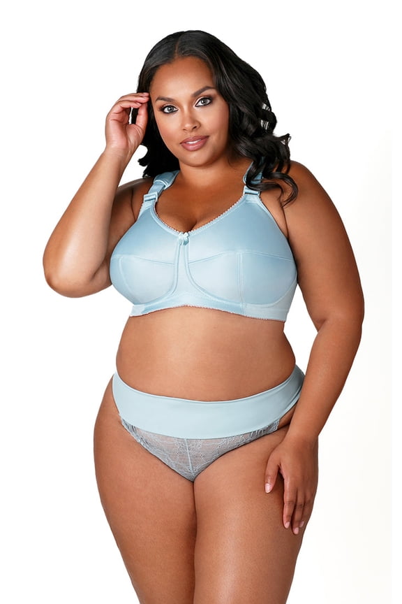 Women's Plus Size Simple Curves Softcup Bra, Full Coverage Wire-Free, Style 1505 Aqua Sky