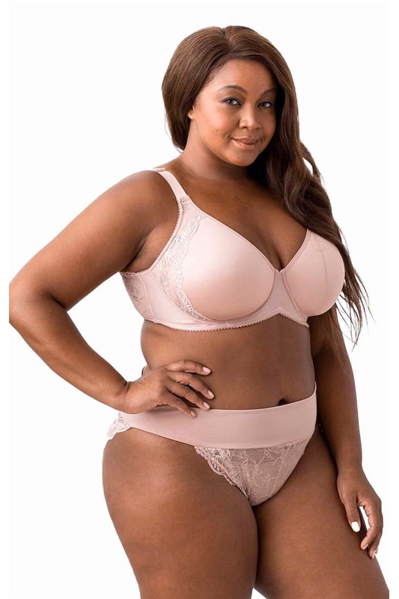 Women’s Plus Size Fancy Smooth Curves Molded Underwire Bra, Full Coverage & Support, Style 2911 Dusty Rose
