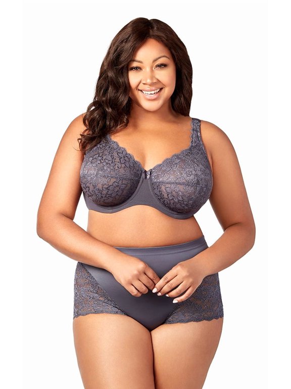 Women's Plus Size Lacey Curves Underwire Bra, Full Coverage Support, Style 2311 Grey