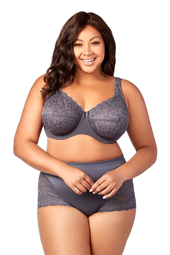 Women’s Plus Size Lacey Curves Underwire Bra, Full Coverage Support, Style 23112311 Grey