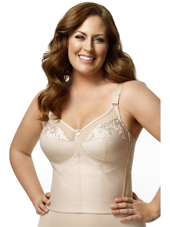 Womens Embroidered Microfiber Longline Wire-Free Bra Style-5001