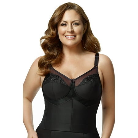 Elila Womens Embroidered Microfiber Longline Wire-Free Bra Style-5001