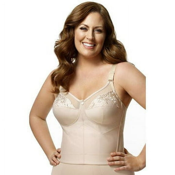 Elila Womens Embroidered Microfiber Longline Wire-Free Bra Style-5001
