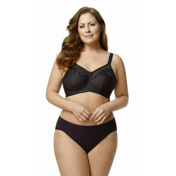 Elila Women's Plus Size Back to Basics Softcup Bra, Full Coverage Wire-Free, Style 1301 Black