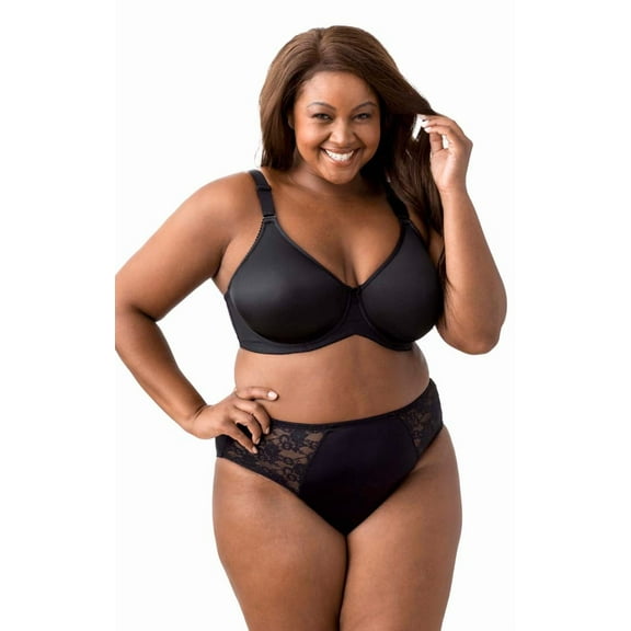 Elila Women's Plus Size Smooth Curves Molded Underwire, Medium Coverage & Support, Style 2411 Black