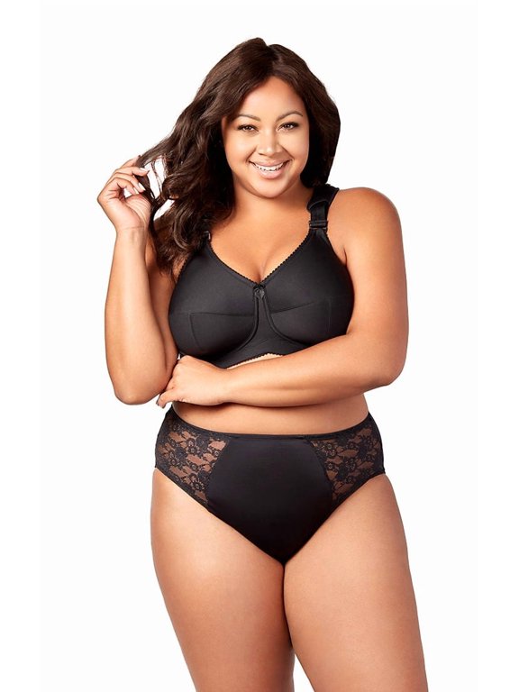 Women's Plus Size Simple Curves Softcup Bra, Full Coverage Wire-Free, Style 1505 Black