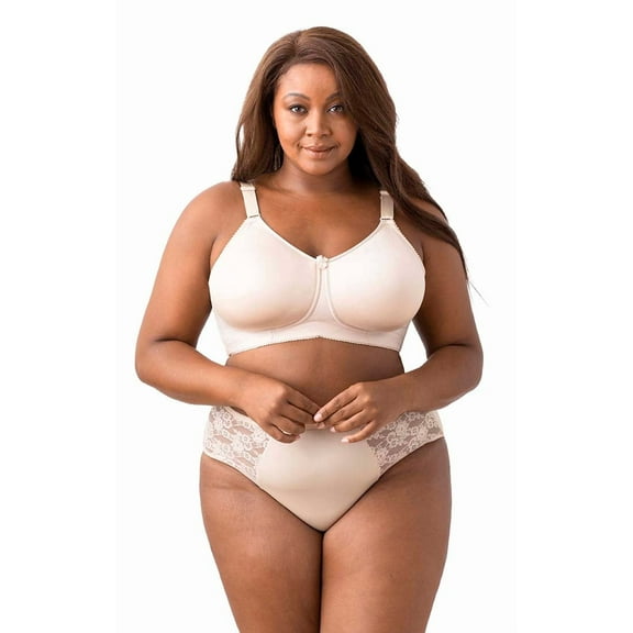 Elila Women's Plus Size Smooth Curves Molded Softcup Bra, Full Coverage Wire-Free, Style 1803 Beige