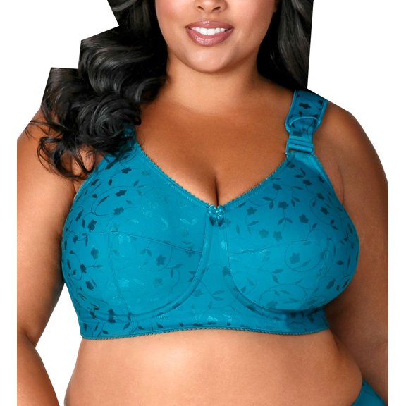 Women's Elila 1305 Jacquard Wireless Softcup Bra with Cushion Straps (Emerald Green 34F)