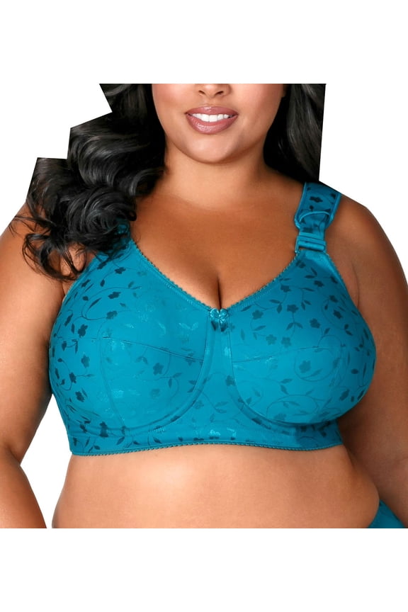Women's Elila 1305 Jacquard Wireless Softcup Bra with Cushion Straps (Emerald Green 34M)
