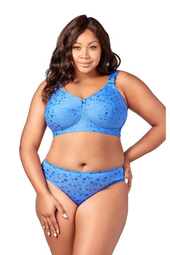 Women's Plus Size Super Curves Jacquard Softcup Bra, Full Coverage Wire-Free Firm Support, Style 1305 Cobalt Blue