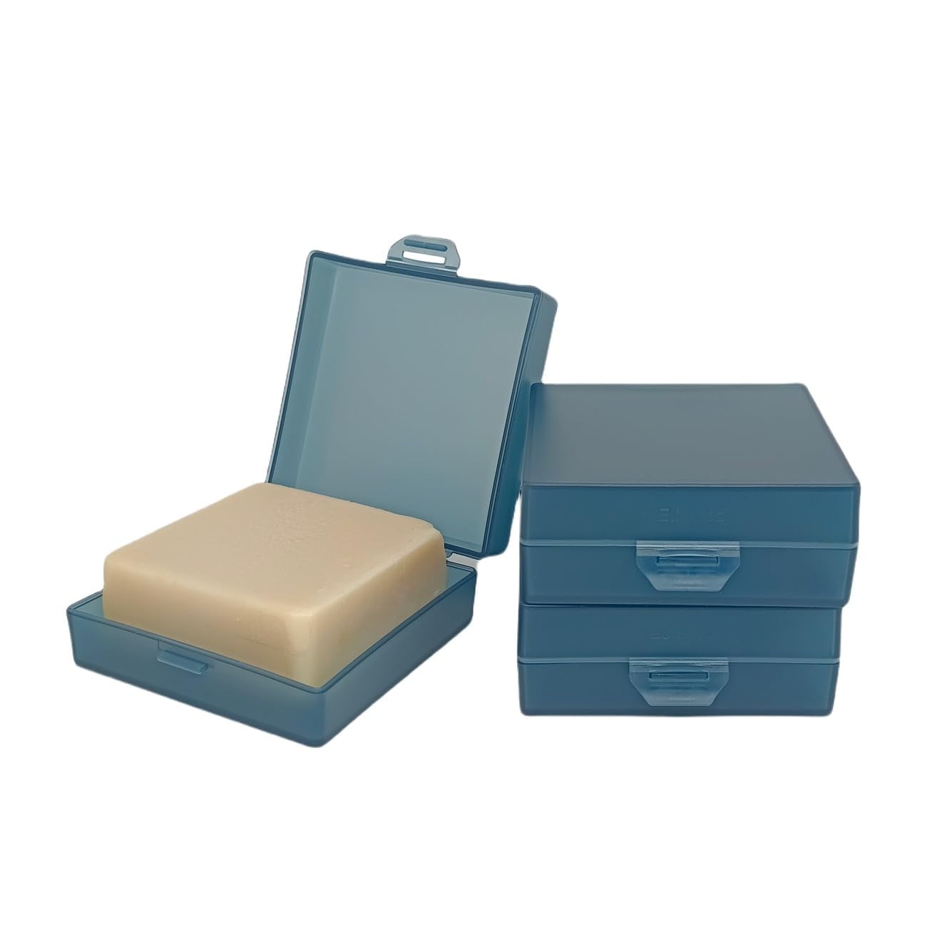 Elimeta Square Soap Holder Container 3Pcs, Travel Soap Case for Dr. Squatch Men's Bar Handmade Soap, Bathroom Shower Soap Dishes Box for Business Trip Camping Outdoor Gym (3, Blue) C45