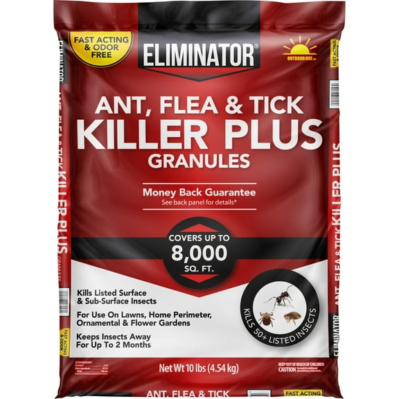 Eliminator Ant, Flea & Tick Killer Plus Lawn Insect Granules Pesticide, 10lb