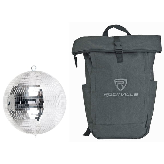 Eliminator EM12 12" Disco Dance Floor DJ Mirror Ball w/ Motor Ring+Backpack