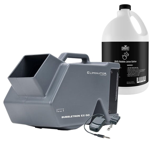 Eliminator Lighting BUBBLETRON EX GO Battery Powered Rechargeable Bubble Machine & Fluid Package