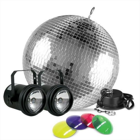 Eliminator Lighting M502EL, All-in-One 12" Mirror Ball Kit with Motor, Pinspots, and Gels