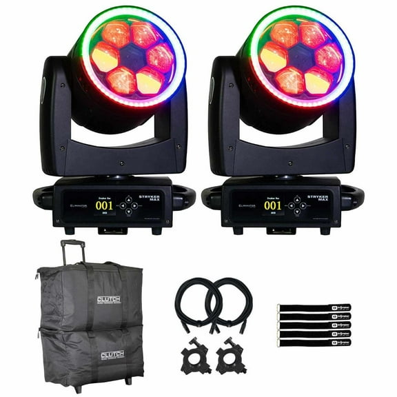 Eliminator Lighting STRYKER MAX 6 x 40W Quad RGBW LED Moving Head Luminaire 2-Pack with Bags Package