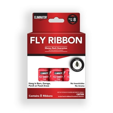 Eliminator Non-Toxic Fly Ribbon, 8 Pack, Poison-Free Pest Control, Sticky Paper, Traps Flying Insects