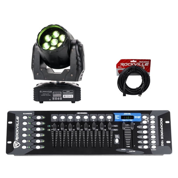 Eliminator Stealth Wash Zoom 7x12 W LED Moving Head Light+DMX Control+Cable ADJ