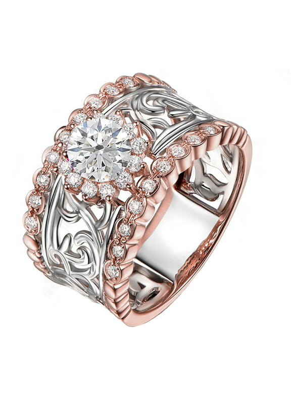 Elin Engagement Ring Rose Sterling Silver Cz Band Women Ginger Lyne Collection
