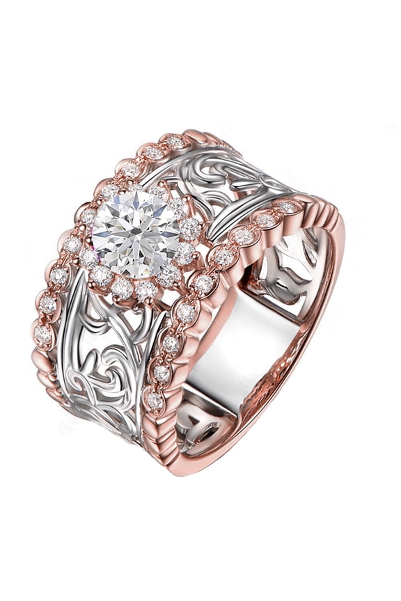 Elin Engagement Ring Rose Sterling Silver Cz Band Women Ginger Lyne Collection