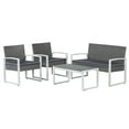 thumbnail image 1 of Elina 4-Piece Modern Coastal Faux Wicker Conversation Outdoor Patio Set, White/Gray, 1 of 7