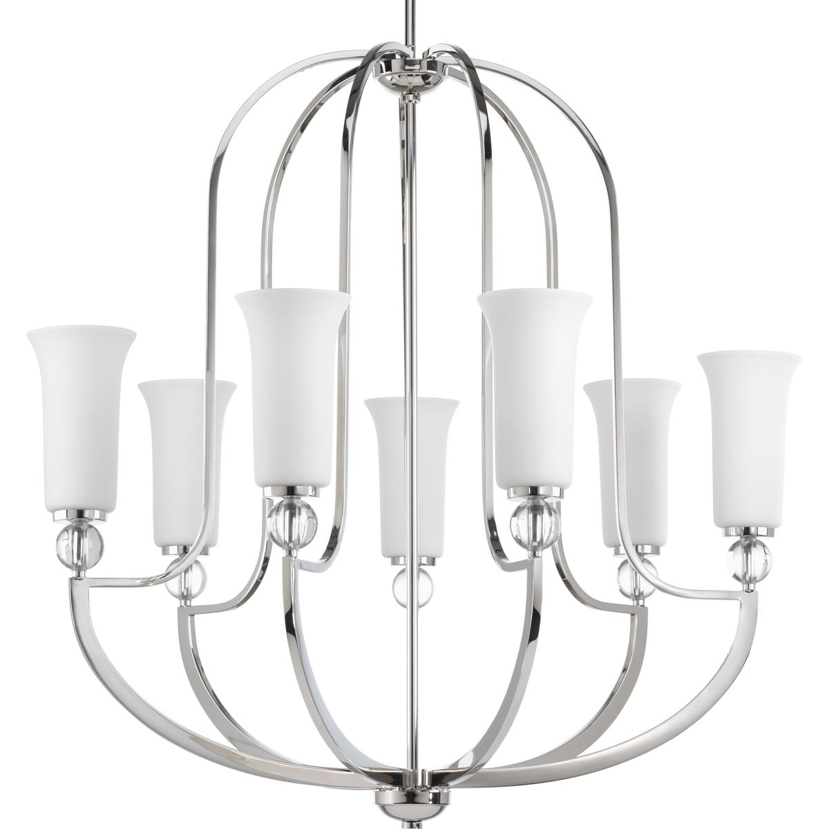 Elina Polished Nickel 7-Light Chandelier with Opal Glass Shades