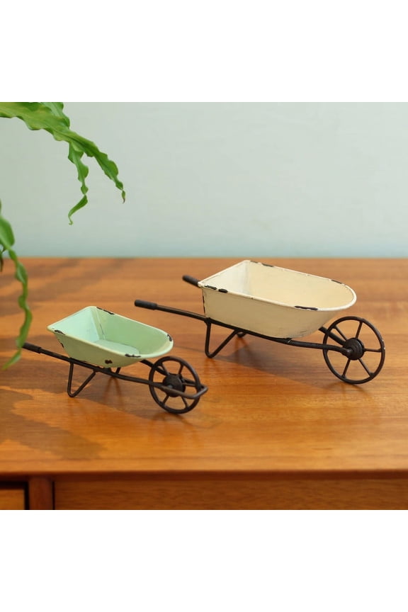 Elina Homestead Tabletop Metal Farmhouse Wheelbarrow Set of 3