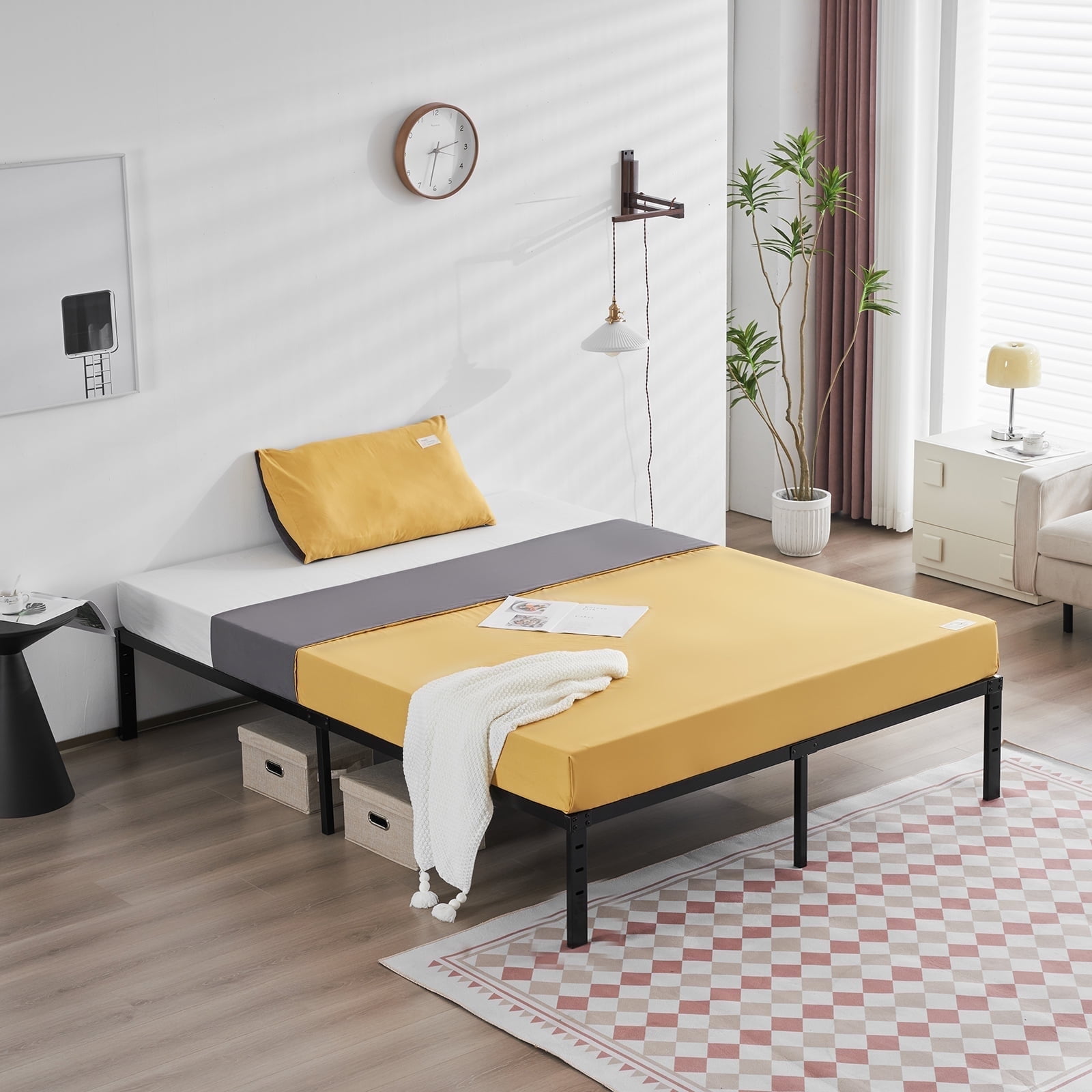 Eling Home King Size Bed Frame No Box Spring Needed, 14 inch Heavy Duty Metal Platform Bed Frame, Black
