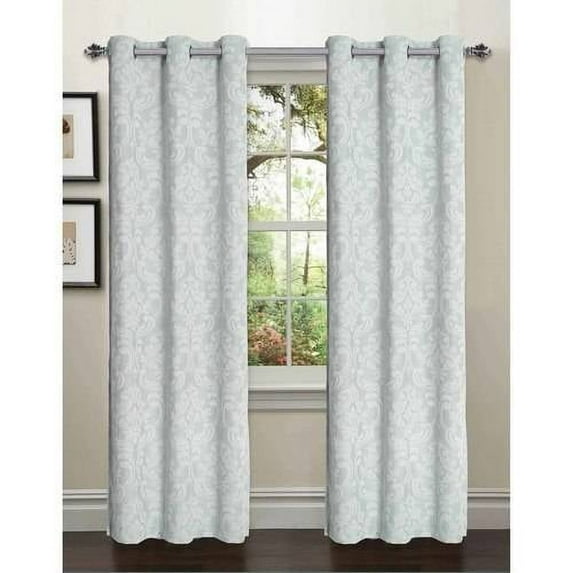 Elinor Linen Blend Jacquard Grommet Curtain Panel Pairs