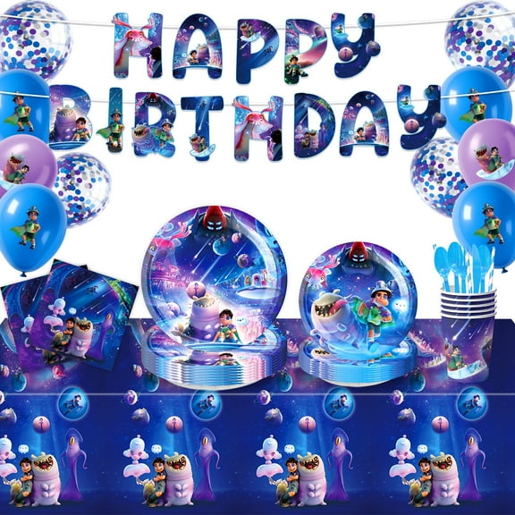 Elio Birthday Party Supplies, Including Happy Birthday Party Plates, Napkins, Cups, Tablecloths, Balloons, for Girl Boy Elio Theme Baby Shower Birthday Party Decorations