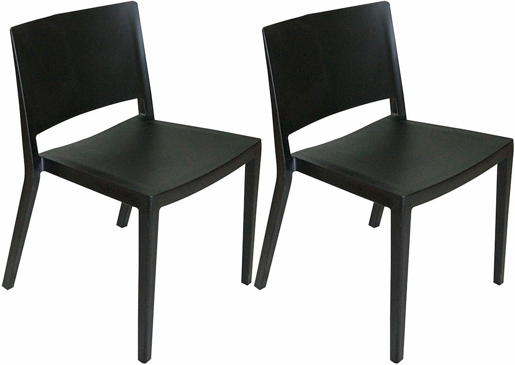 Matte Black Modern Plastic Side Chair Set of 2