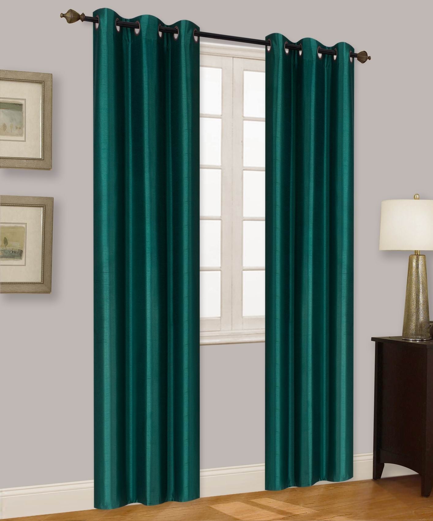 Elio Hunter Green 2-Piece 100% Thermal Blackout Grommet Window Curtain With Foam Backing Set, Solid Room Darkening Panels 35" X 84" Each