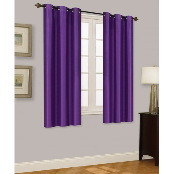 Elio Purple 1-Piece Solid 100% Blackout Grommet Window Curtain With Lined Backing, Room Darkening Panel 35" X 63"