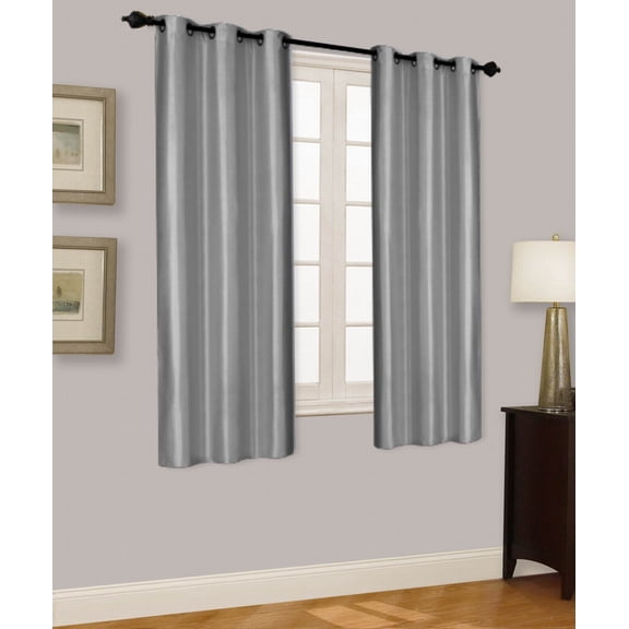 Elio Silver 1-Piece Solid 100% Blackout Grommet Window Curtain With Lined Backing, Room Darkening Panel 35" X 63"