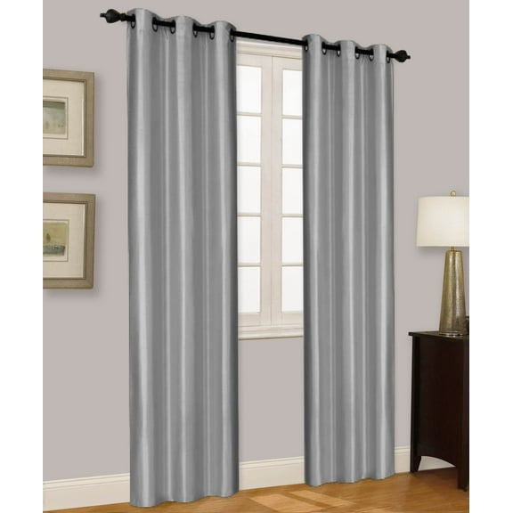 Elio Silver 2-Piece 100% Thermal Blackout Grommet Window Curtain With Foam Backing Set, Solid Room Darkening Panels 35" X 84" Each