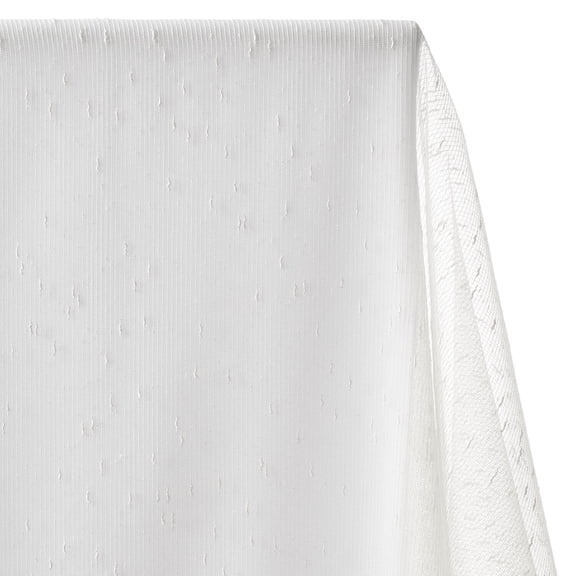 Elio Slubbed Sheer Mesh Dobby Fabric – White 122” By The Yard