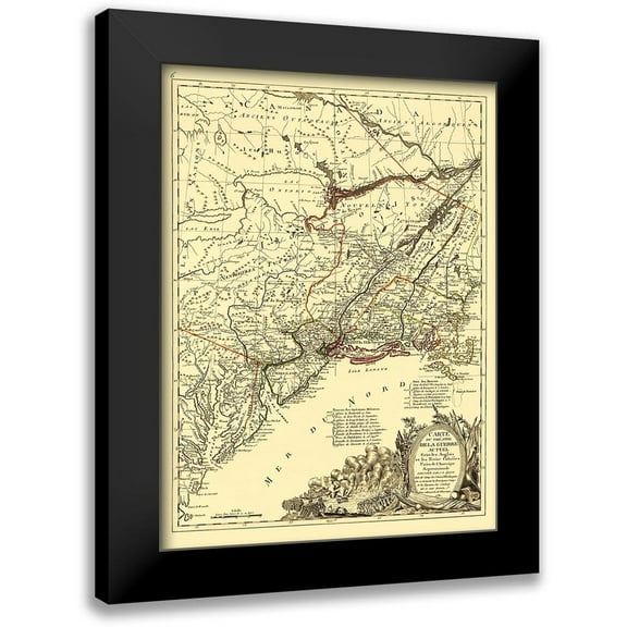 Eliot 11x14 Black Modern Framed Museum Art Print Titled - English with Thirteen Colonies North America