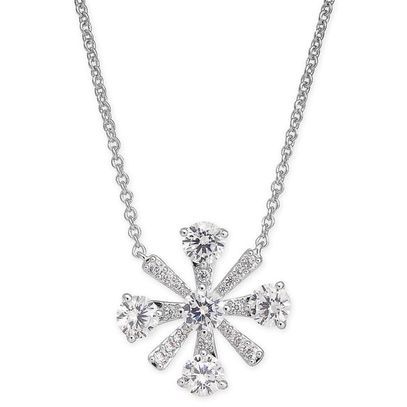 Eliot Danori Crystal Flower Pendant Necklace (Silver)