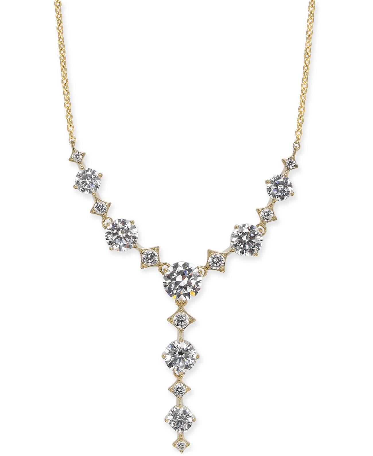 Eliot Danori Gold Tone Cubic Zirconia Lariat Necklace