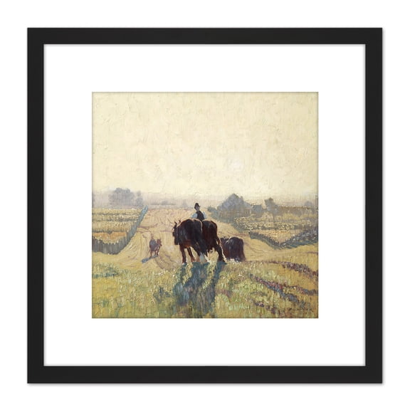 Elioth Gruner Frosty Sunrise Painting 8X8 Inch Square Wooden Framed Wall Art Print Picture with Mount