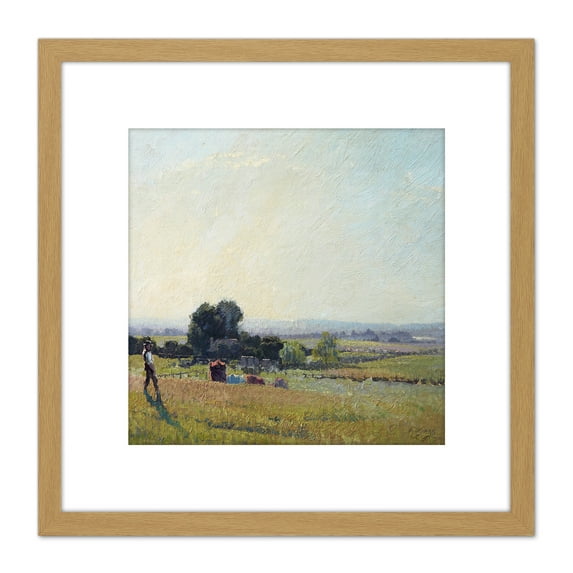 Elioth Gruner Morning Light Painting 8X8 Inch Square Wooden Framed Wall Art Print Picture with Mount
