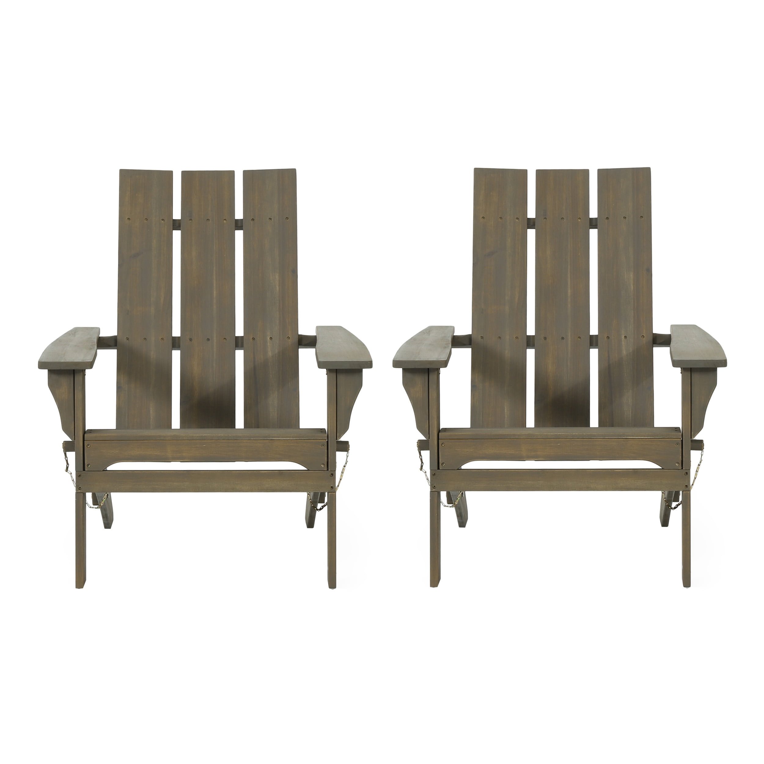 Eliphaz Acacia Wood Outdoor Foldable Adirondack Chairs, Set of 2, Gray