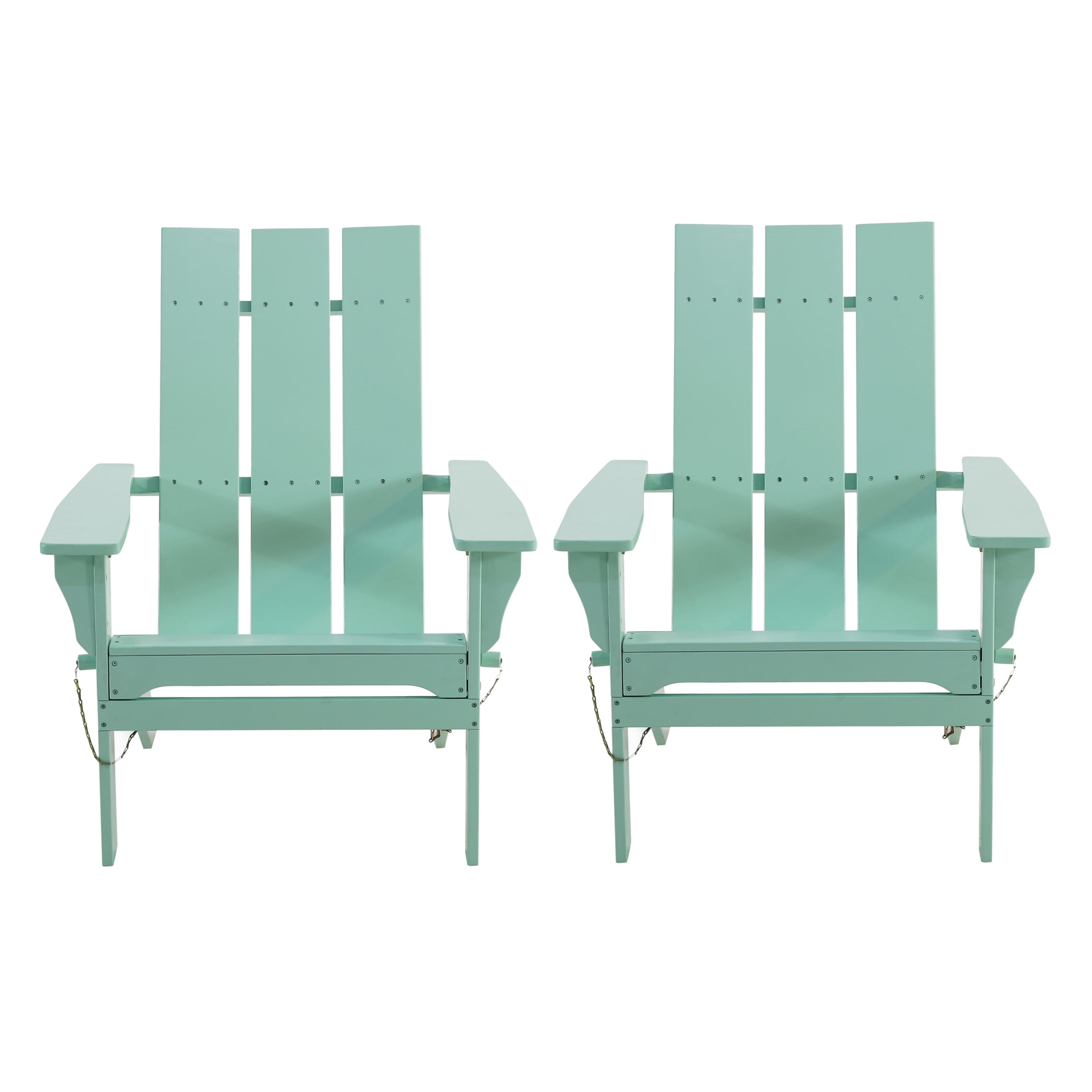 Eliphaz Acacia Wood Outdoor Foldable Adirondack Chairs, Set of 2, Light Mint