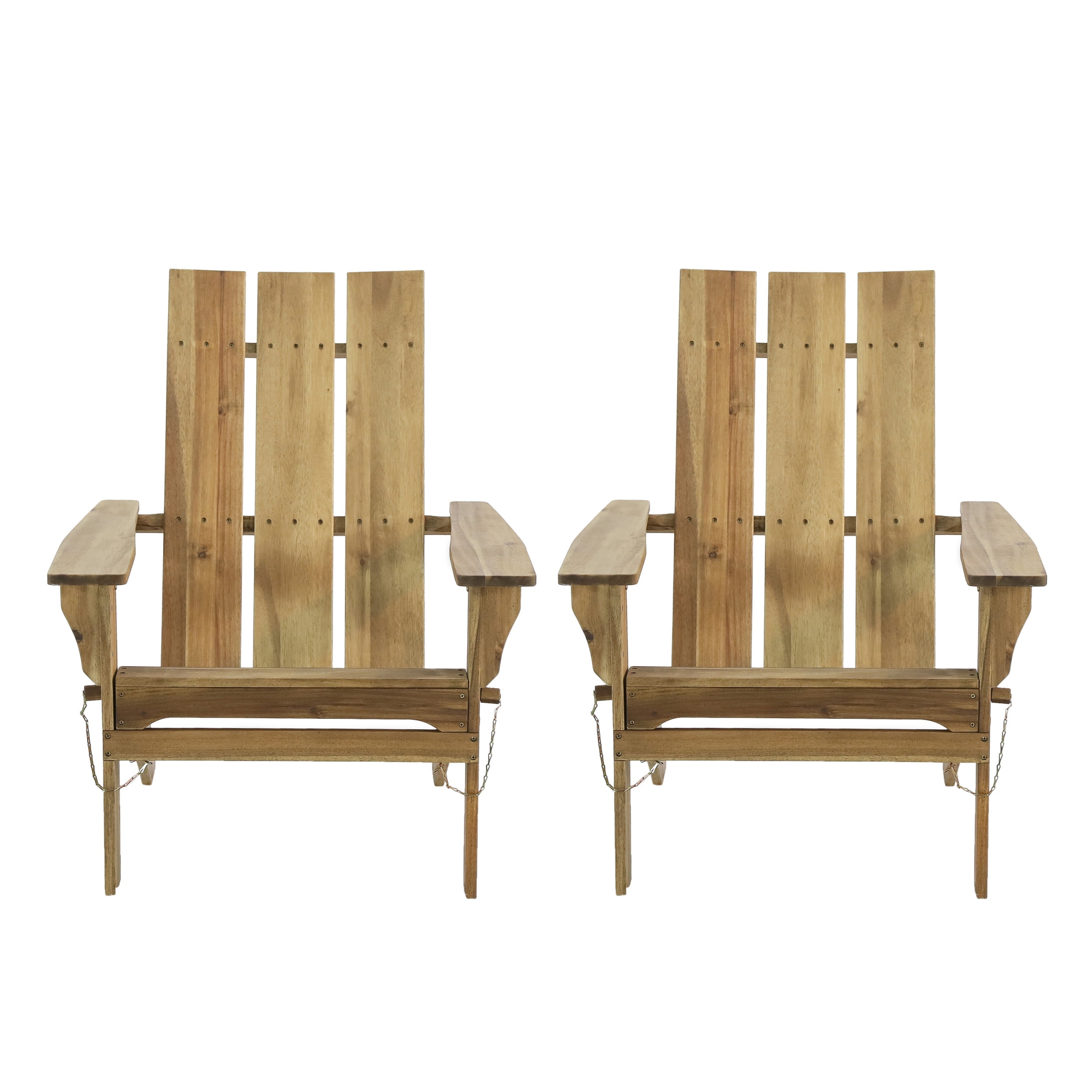 Eliphaz Acacia Wood Outdoor Foldable Adirondack Chairs, Set of 2, Natural