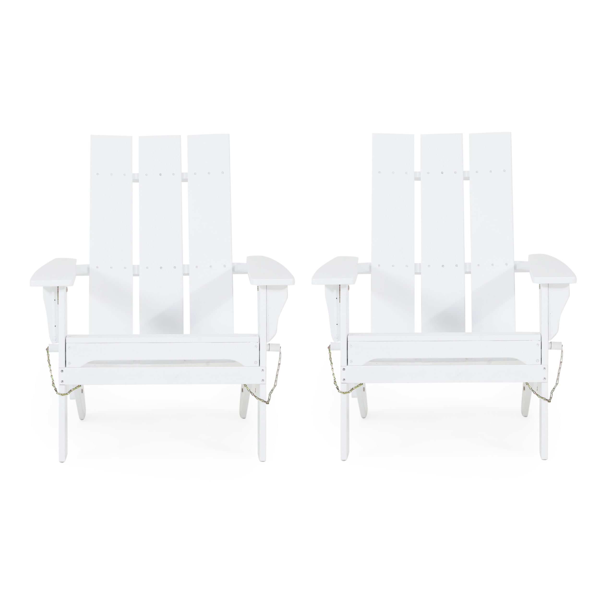 Eliphaz Acacia Wood Outdoor Foldable Adirondack Chairs, Set of 2, White